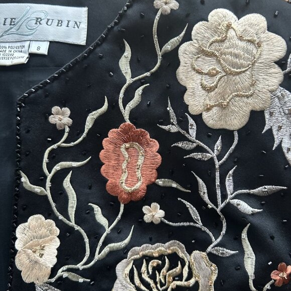 Lille Rubin jacket black with floral size 8 - Picture 9 of 10